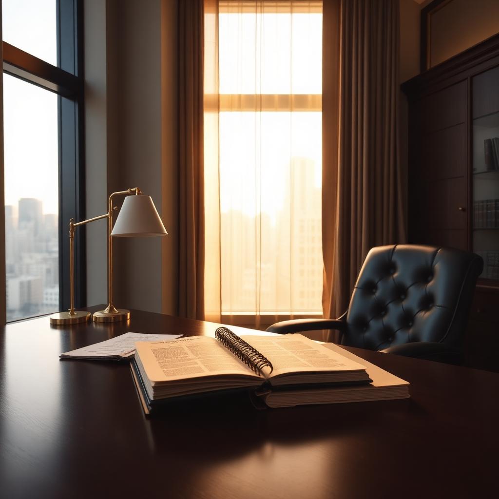 Attorney office interior with warm afternoon light